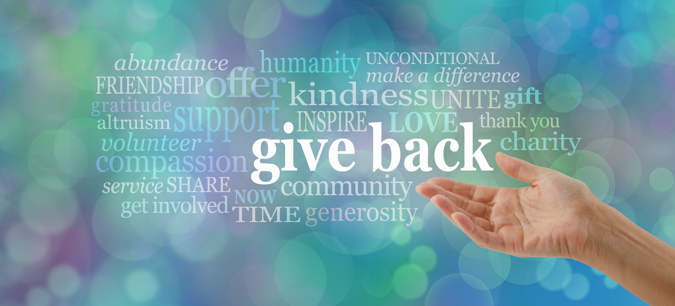 GIVE BACK word tag cloud